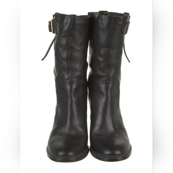 Burberry Leather Shearling Combat / Moto 3" Heeled Boots - Picture 5 of 5